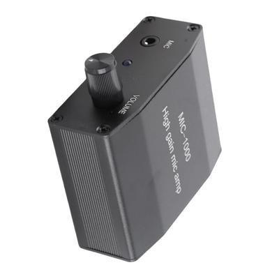 Microphone Amplifier, 1000x Amplification, Compact Design, 3.5mm Interface, Headphone Drive, Mobile Recording Compatible