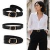 Faux Leather Waist Belt Oval Pin Buckle Waist Strap Classic Leather Waistband  For Women