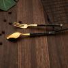 5Pcs Imitation Wooden Handle Dinnerware Cutlery Set Stainless Steel Tableware Western Knife Fork Spoons Silverware Flatware