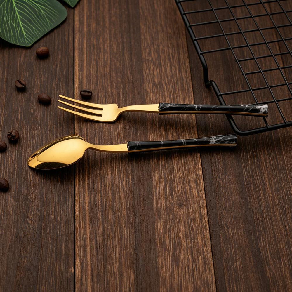 5Pcs Imitation Wooden Handle Dinnerware Cutlery Set Stainless Steel Tableware Western Knife Fork Spoons Silverware Flatware