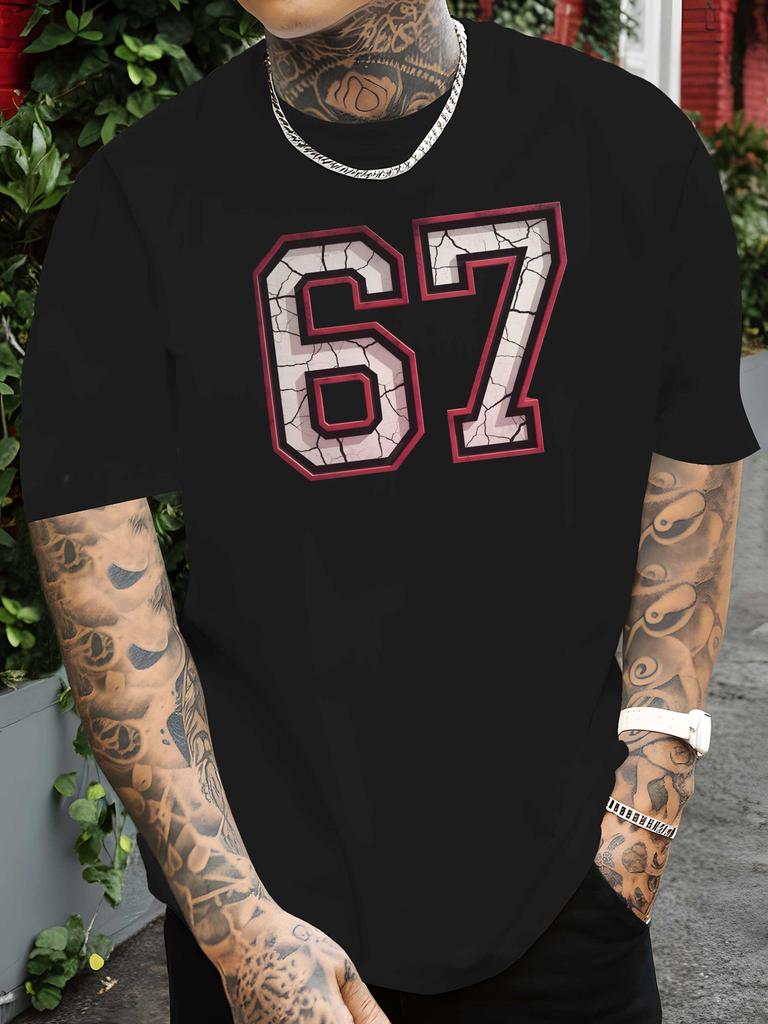 Men'S T-Shirt Featuring Prints , with a Round Neck And Short Sleeves, for Urban Style And Gym , a Must-Have for Men'S Summer Attire