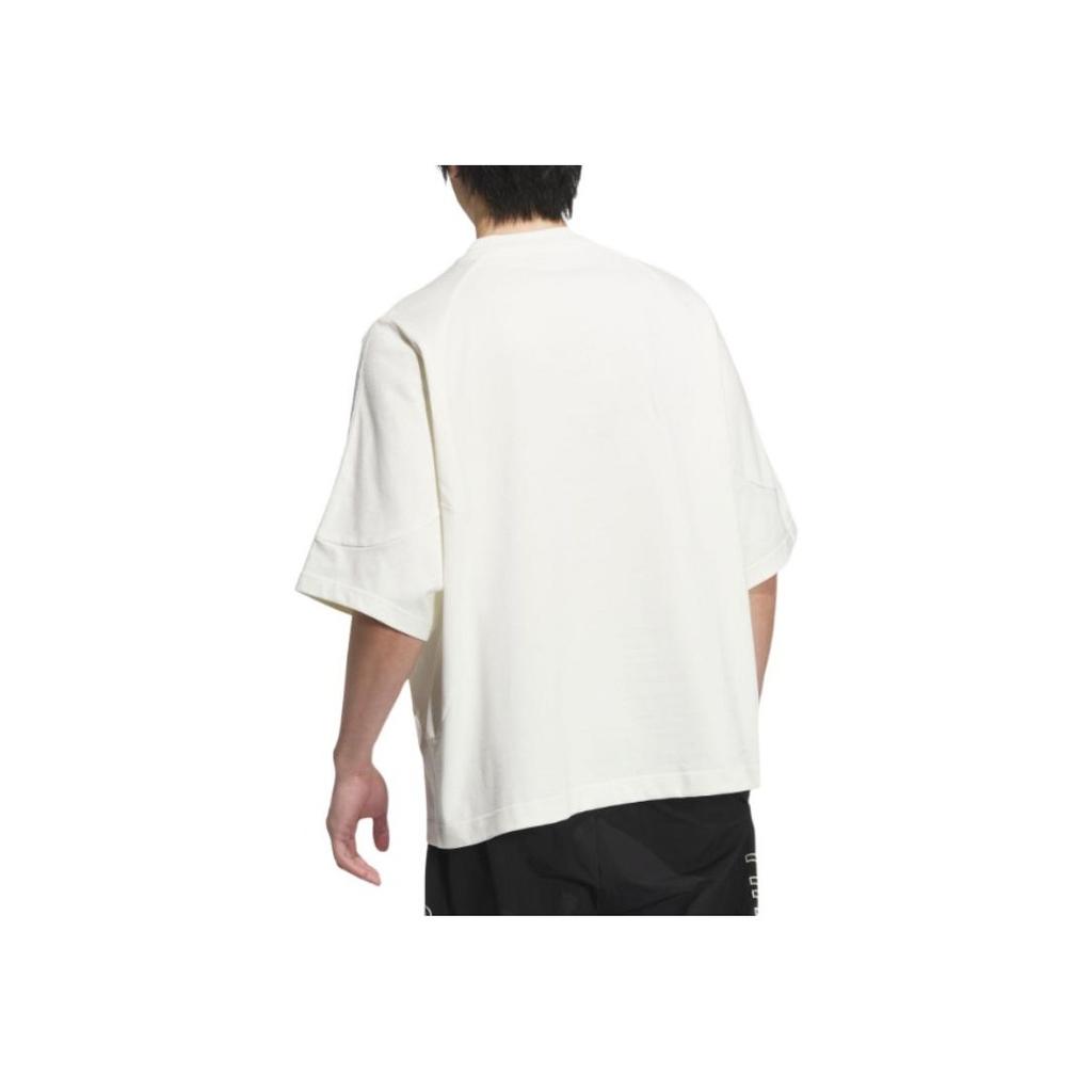 Adidas Loose-Fit Solid Color Logo Print Round Neck Short Sleeve T-Shirt Unisex Tops Han-Jade-White JI6643