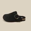Lamb wool bag head half slippers women's new thick-soled wool slippers autumn and winter wear half-support single shoes