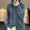 Autumn and Winter Hooded Casual Knitted Cardigan Simple Fashion Style Loose Knitted Sweater