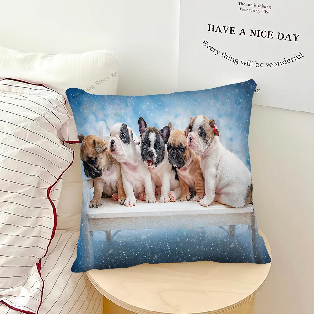 Bulldog Badewannenkissenbezug Quadratisches Kissen Schlafzimmer Sofa Freizeit Komfort Kissen Auto Wohnzimmer Heimdekoration