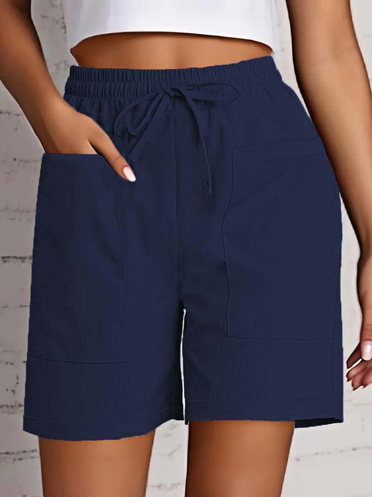Pantaloncini Capri Estivi 2025 da Donna a Colore Unico, Vita Alta, Vestibilità Larga, con Tasche