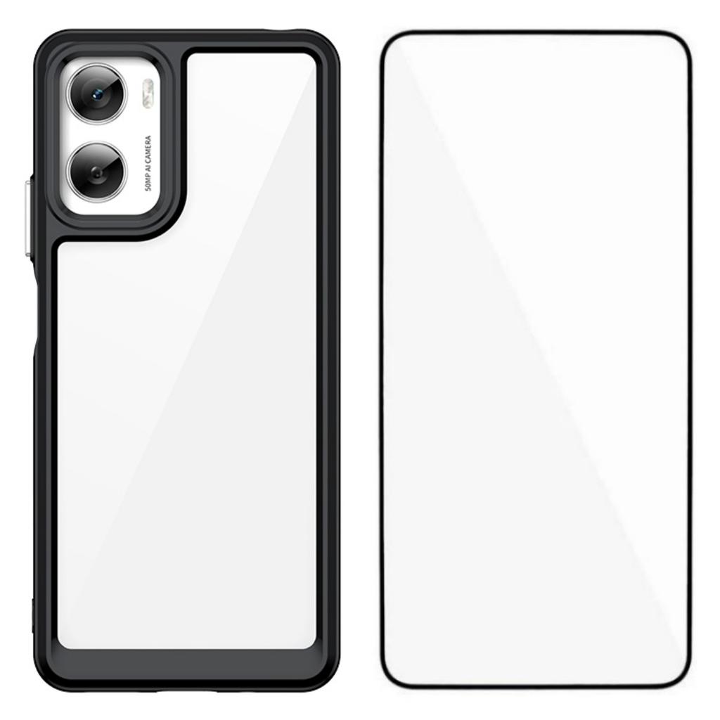 For Motorola Moto G06 Power 4G/Motorola Moto G06 4G Phone Case WANLONFENG XC Series TPU Acrylic Cover with Tempered Glass (Big Lens Hole)