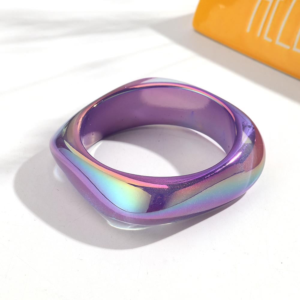 New AB Colorful Irregular Square Resin Wide Bangle for Women Statement Acrylic Geometric Bracelets Valentine's Day Jewelry Gifts