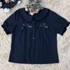 Japanese Lolita White Shirts Women Preppy Kawaii Bow Lace Black Blouses Summer Harajuku Cute Peter Pan Collar Short Sleeve Tops