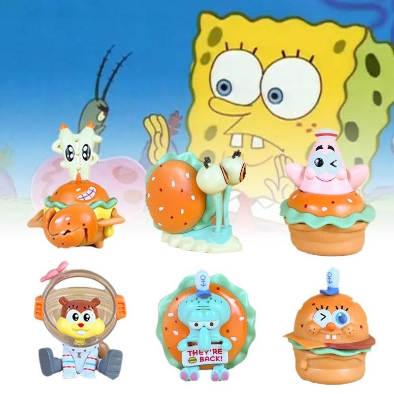 Adorável Conjunto de Figuras de PVC de Armadilha de Caranguejo do Bob Esponja Calça Quadrada Para Decorações de Festa de Aniversário