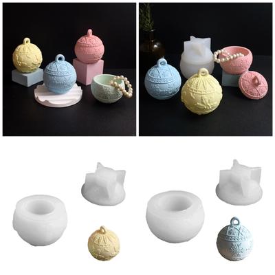 Storage Container Mould High Temperatures Resistant Silicone Mold for Round Embossed Jewelry Box Candle Cup Mould