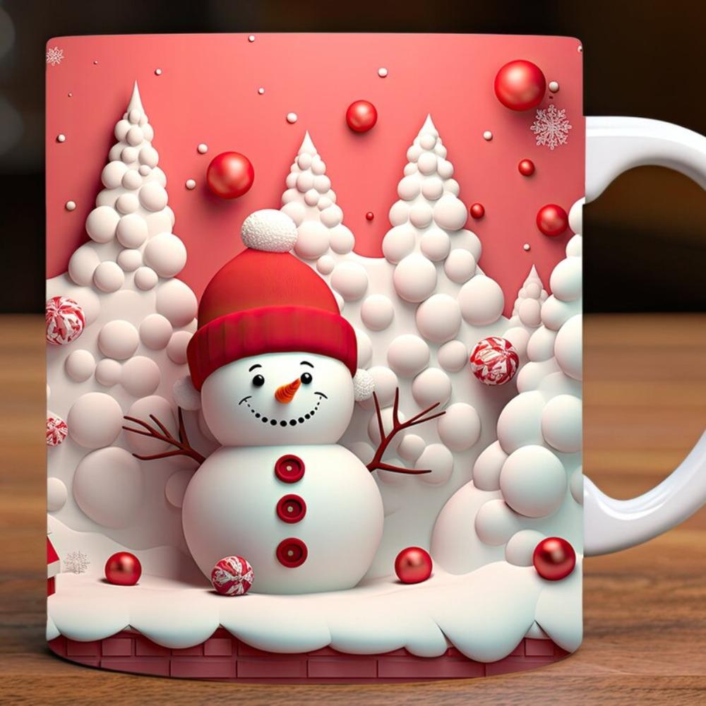 Christmas snowman ceramic coffee mug tea cup