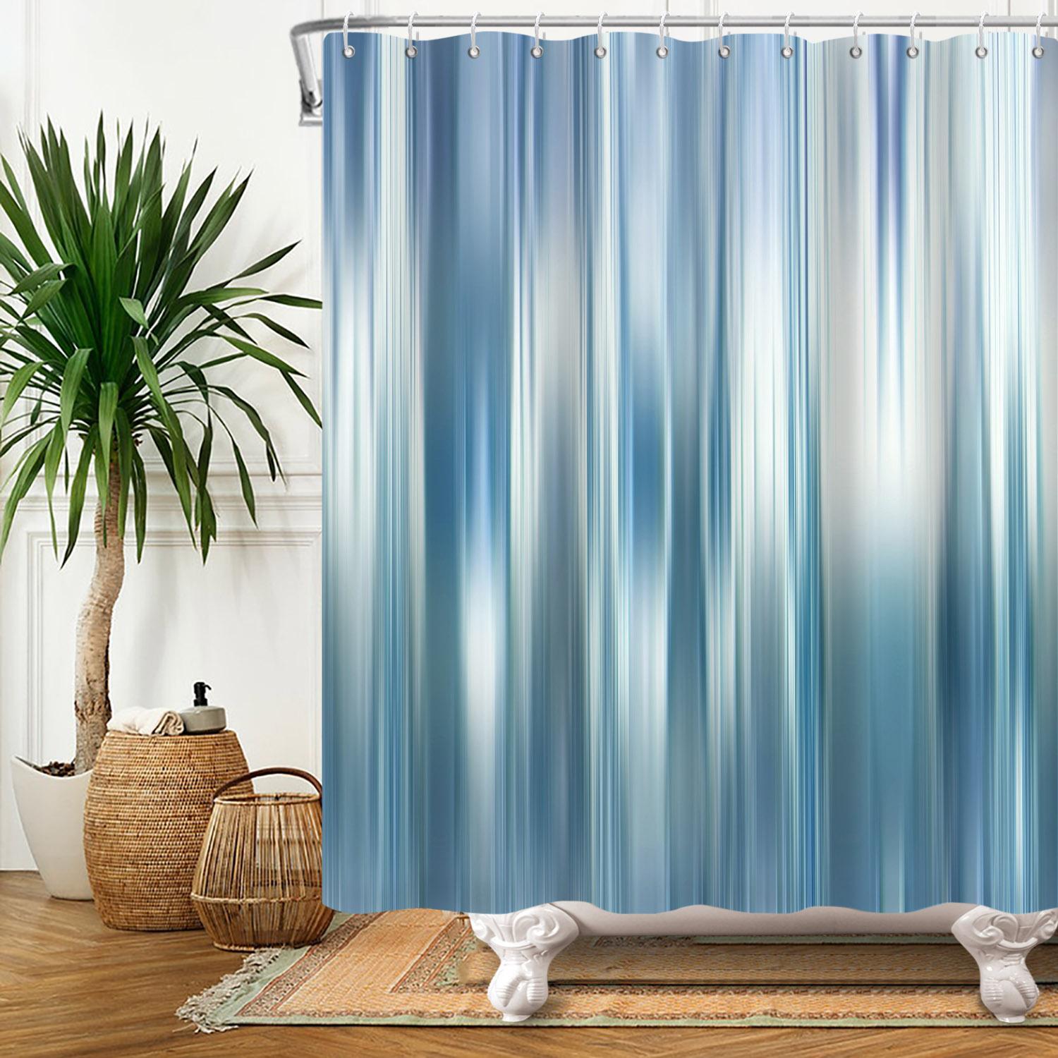 

Gradient Shower Curtain Stripes Abstract Polyester Waterproof Modern Bathroom Decoration Bath Curtains With Hook W60H190(CM)-1 Pcs