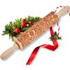 Wooden Embossed Snowflake Pattern Rolling Pin for Decorative Baking