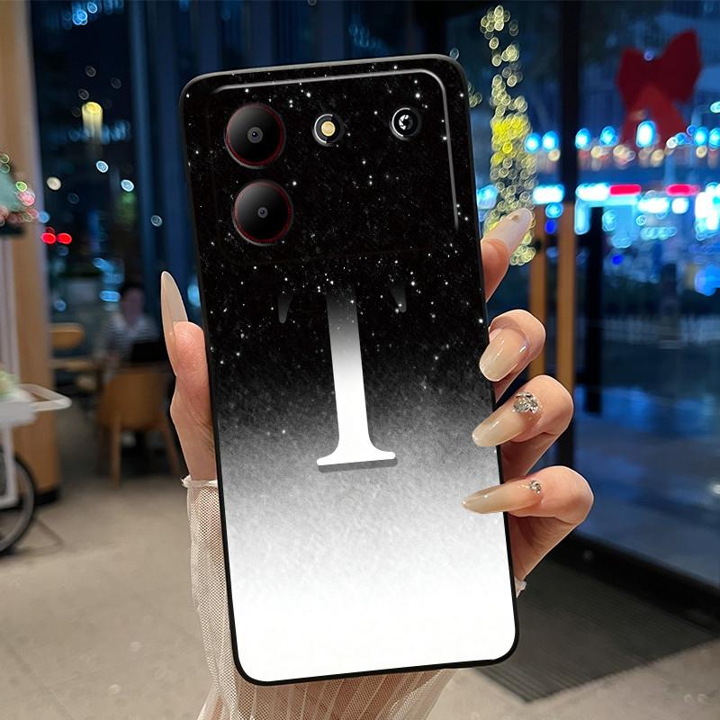 Case For ZTE Blade A54 4G Soft Silicone Black Shell ZTE Blade A54 4G Beautiful Letter Starry Sky Pattern Anti-scratch Cover