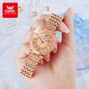 OPK 8618 Full Diamond Quartz Wristwatch for Women Waterproof Steel Strap Fashion Elegant Ladies Dress Watch Original Reloj