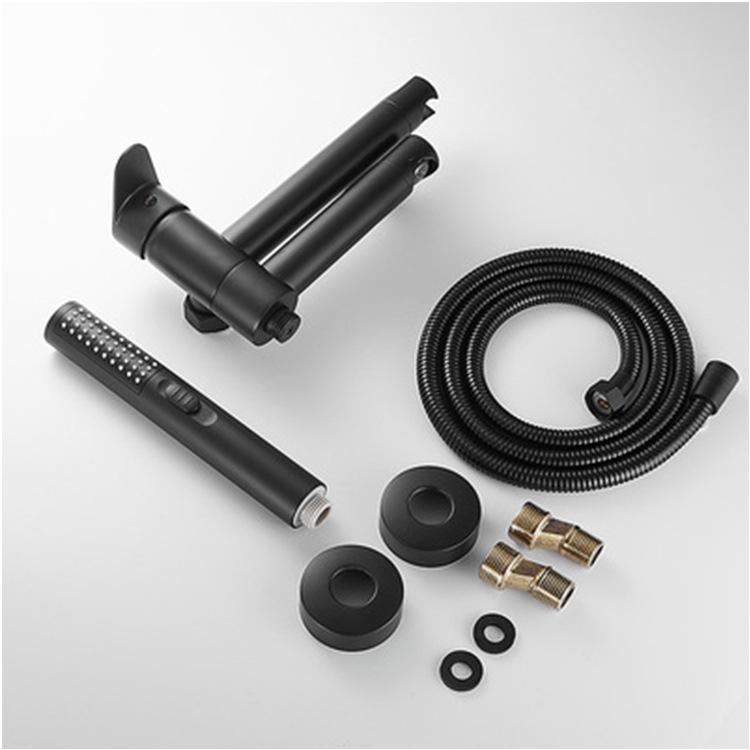 Black Brass Bathroom Bathtub Faucet Set with Shower Head and Hot/Cold Mixer Valve