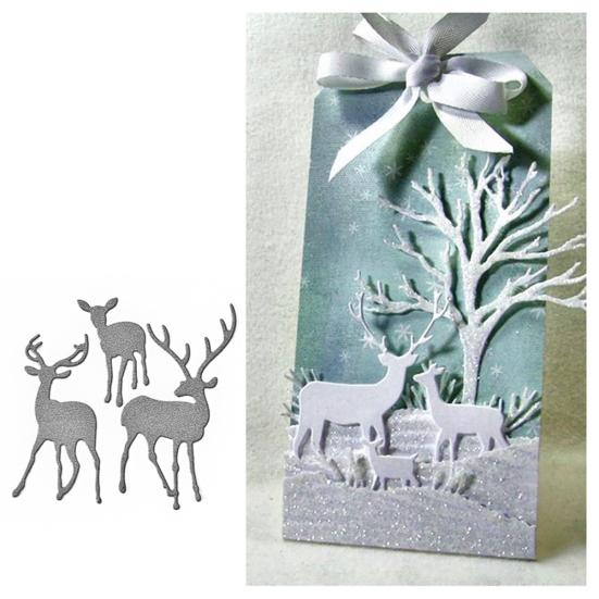 

Christmas Deer Stencil Metal Cutting Dies DIY Scrapbooking Album Craft Decor серебряный