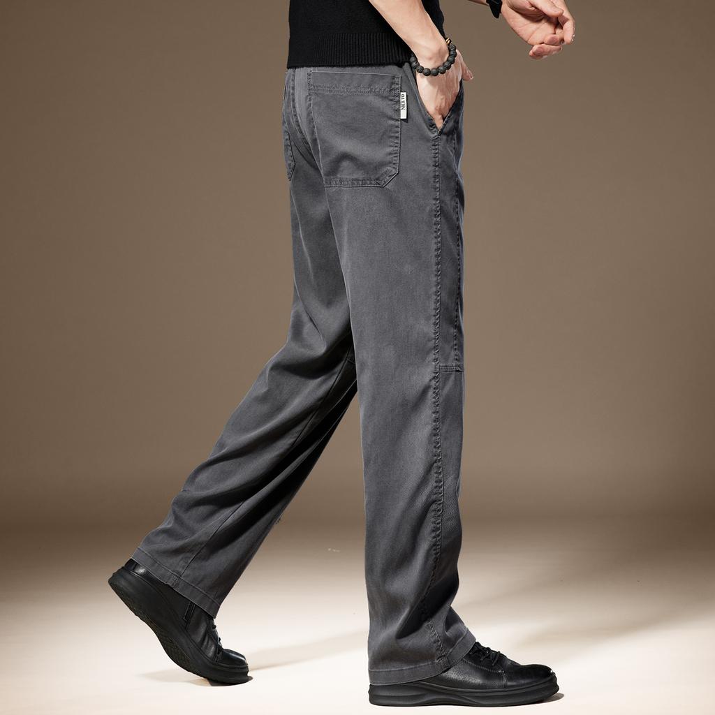 High-end American Lyocell casual pants for men's summer new loose straight drape versatile wide-leg trousers for men