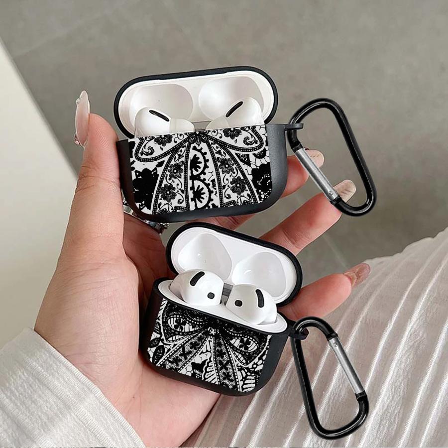 Case For Airpods 2 Pro2 1 Pro3 3 Pro 4 Earphone Cases Cover Cool Black Lace