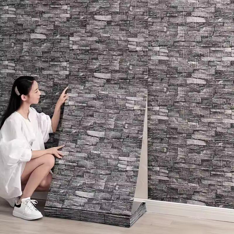 

3D Наклейка на стену 70смx2м Непрерывные Ретро Обои под кирпич Самоклеящиеся Водонепроницаемые Настенные покрытия Декор стены гостиной 70CMx2M