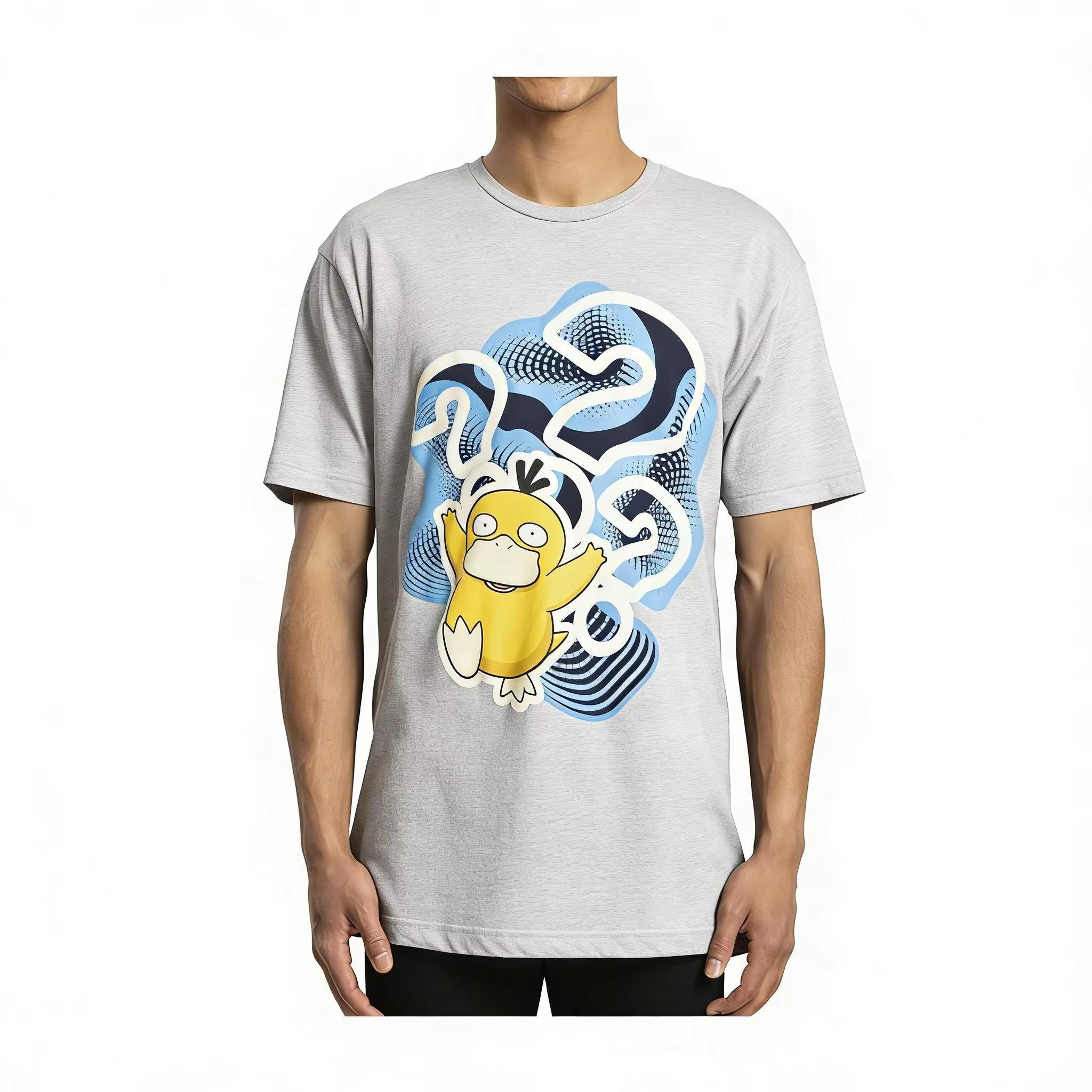 

2026 kids New Pokémon Duck Pattern Tshirt Pure Cotton ShortSleeved Tshirt Casual Street Style Anime Cartoon Print S