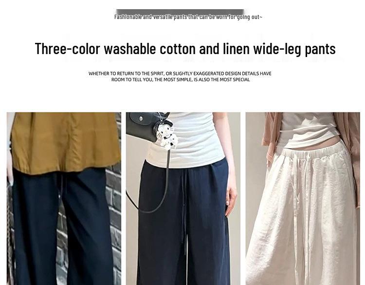 Maternity High-Waisted Wide-Leg Linen Pants – Summer Ice Silk Sun Protection Style
