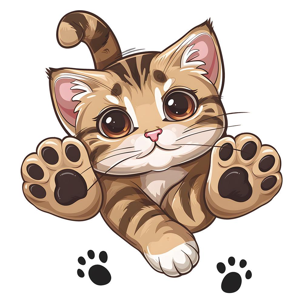 Cartoon Cat Toilet Stickers Bathroom Bathroom Decorative Wall Stickers Self-adhesive