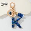 Keychain Charm Blue Series Pendant Initial Letter Key Chain with Eyes Pendant Tassel