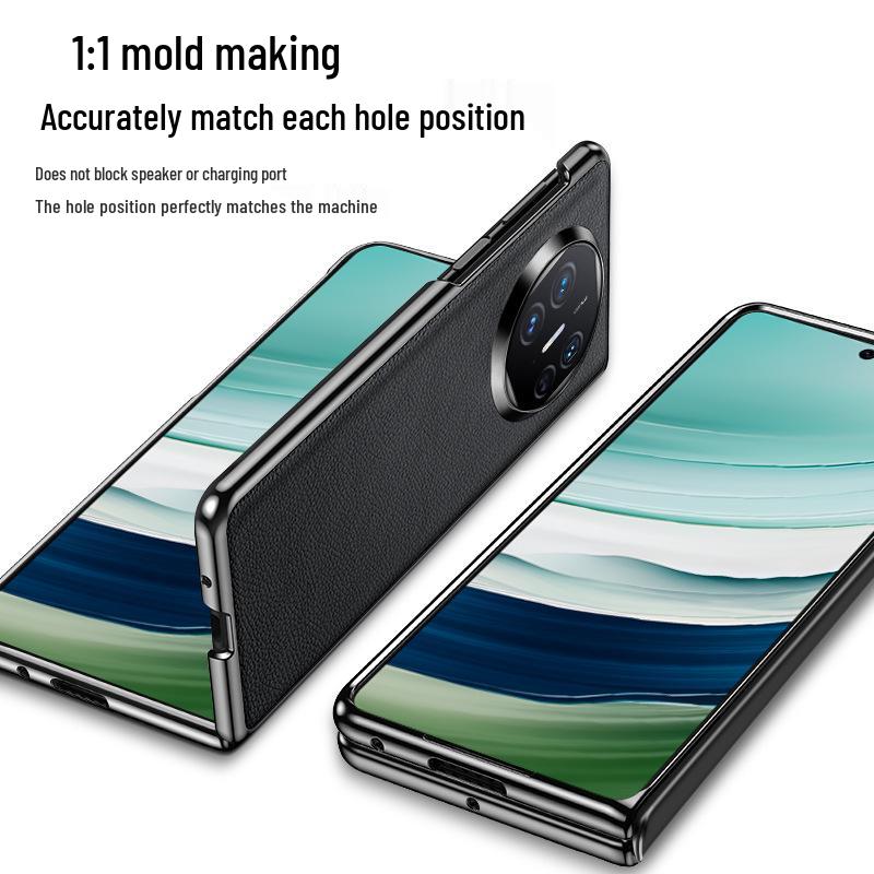 Huawei MateX5 Foldable Leather Skin Case - Fingerprint-Resistant, Solid Color, Full Wrap
