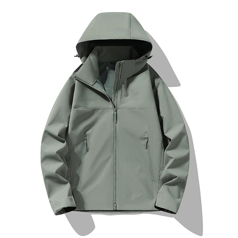 Unisex Spring Breathable Windproof Waterproof Jacket Removable Hood Stand Collar Thin Lightweight Hard Shell Outdoor Climbing Coat