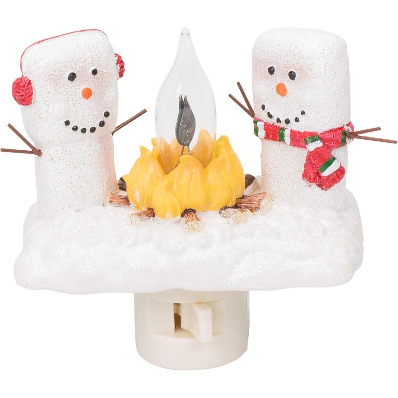 1pcs Snowman Campfire Flickering Night Light Christmas Santa Claus Plug In Night Light  Christmas Decoration for Boys/Girls