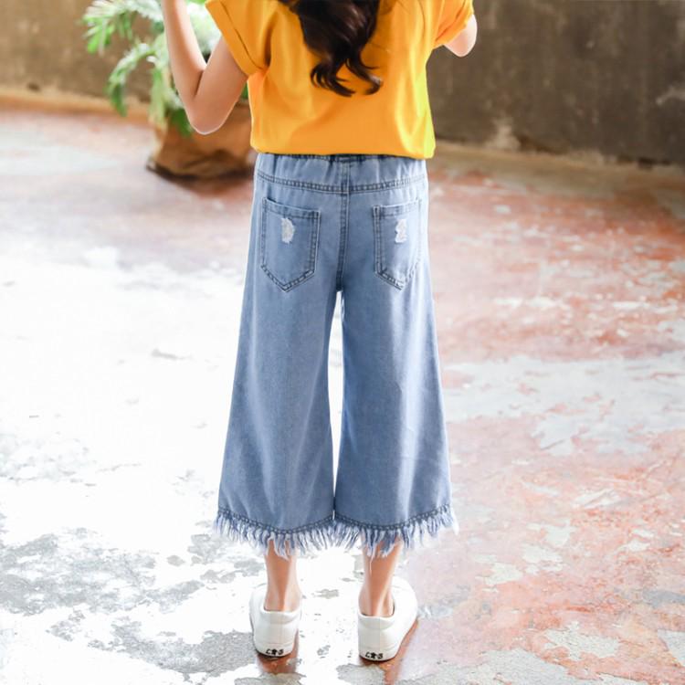 Buy Wide Leg Kids Denim Pants Tassel 