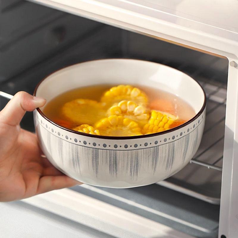Luxury Ceramic Soup and Noodle Bowl Set - New 2025, Large 8-inch & 6-inch Sizes, High-End Light Design