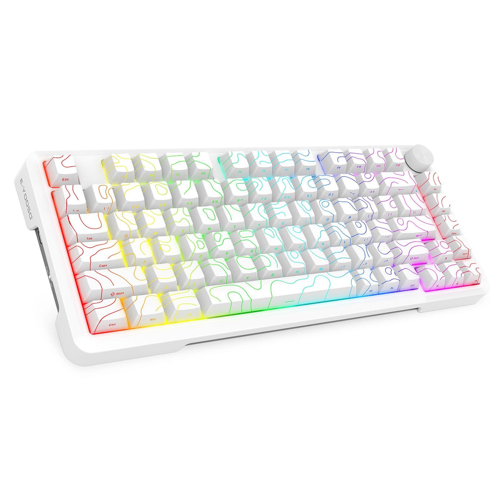 

Z82 Contour Gaming Keyboard with Silver Wood Mechanical Keyboard with Three Connection and USB Silver RGB Compatible with Wireless Keyboard for Work білий