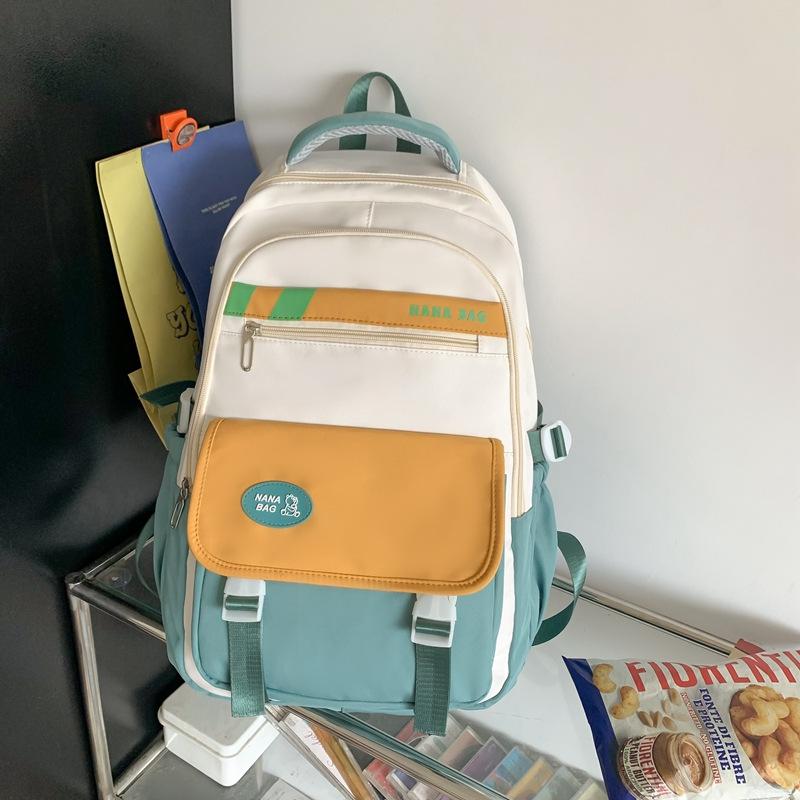 Schoolbag Junior High School Girl Japanese Ins College High School Joker Contrast Minority Design College Student Backpack Backpack