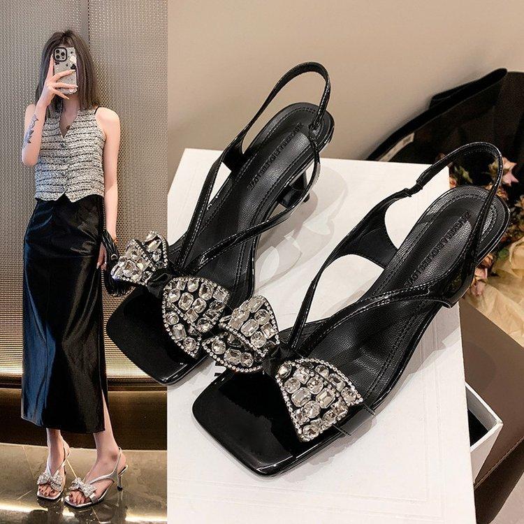 One Word with Internet Celebrity Sandals Women 2025 New Summer Versatile Fashion Sexy Style Black Sandals High Heels Stiletto