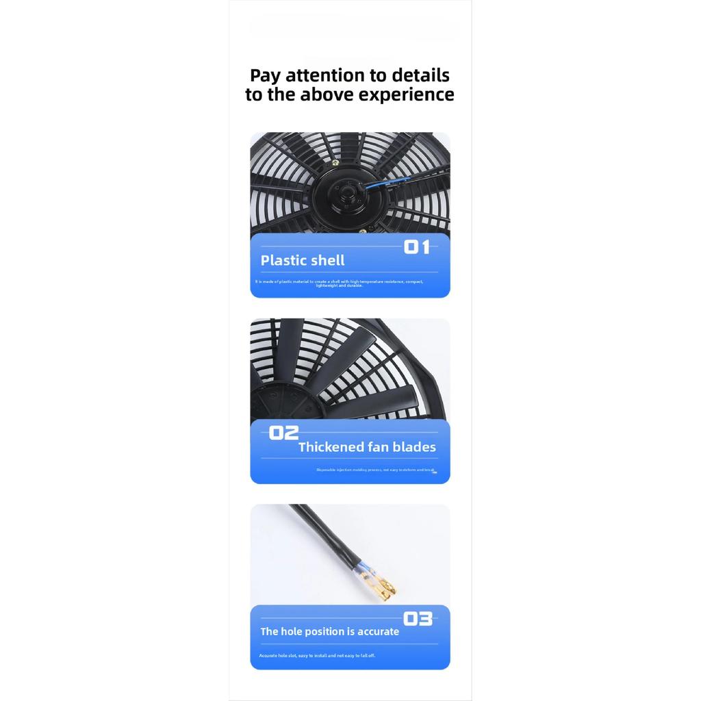 Universal 12V Radiator Fan ABS 80W Condenser Fan 10 INCH 8/10 Blades Heavy Duty Fan Car Aircon System