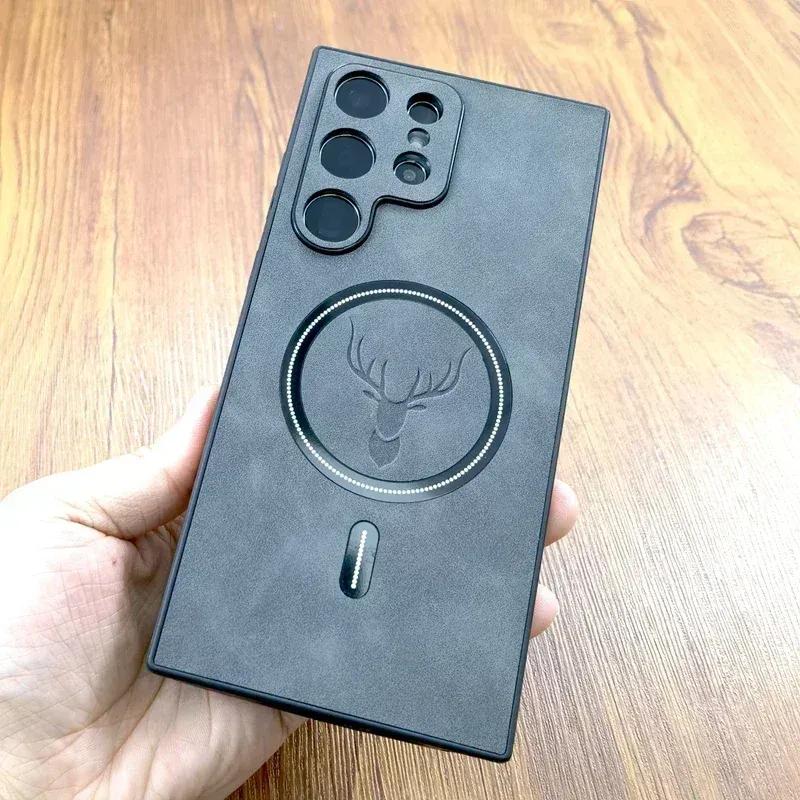 Vintage Leather Phone Case For Samsung Galaxy S24- Shockproof Wear-resistant Magsafe Wireless Charging Phone Cover For S24 S23 S22 S21 Ultra Plus FE