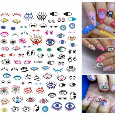 Pegatinas para Uñas con Diseño de Ojo Maligno,Autoadhesivas,Calcomanías Multicolor para Decoración de Uñas,Suministros para Uñas para Mujeres y Niñas