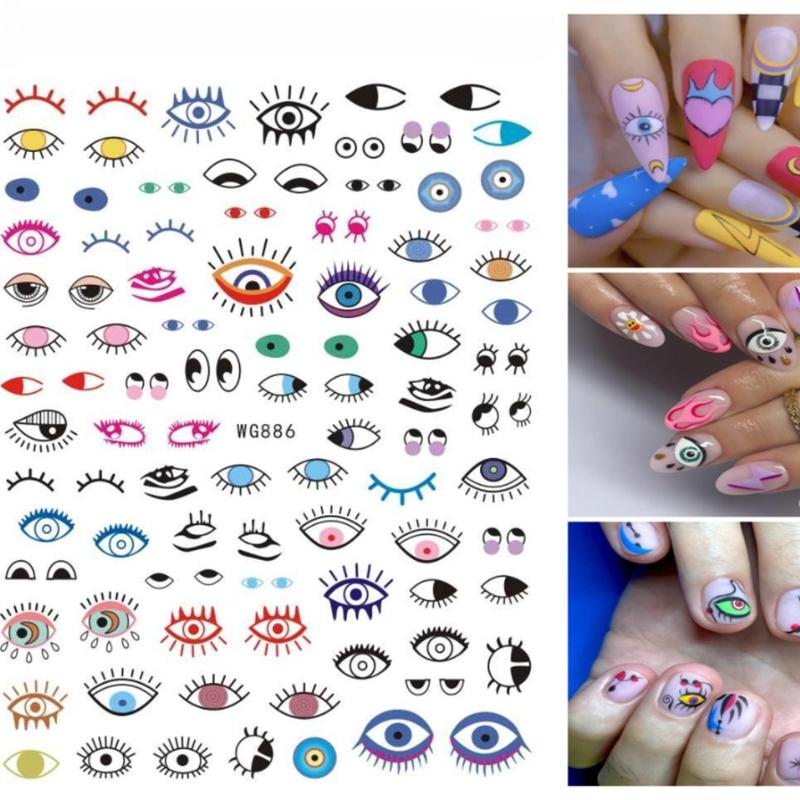 

Evil Eye Design Nail Art Stickers,Self Adhesive,Multi-Color Decals for Nail Art Decoration,Nail Art Supplies for Women and Girls