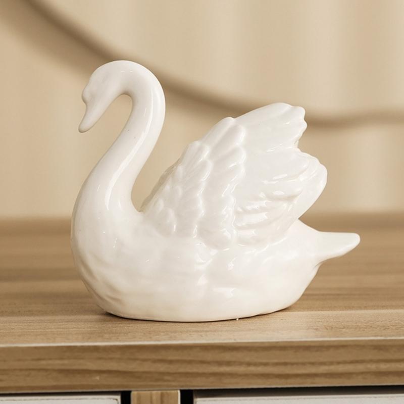 Künstlerische Keramik-Entenfigur in Schwarz oder Weiß Elegante Tierfigur für Schreibtisch-Dekoration und Heimdekoration