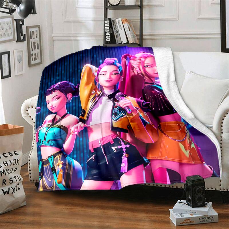 1pc Blanket Kpop Hunter5 Print Design, Lightweight Blanket for Sofa, Bed- Soft &Warm, Gift for All Seasons like Christmas, Halloween