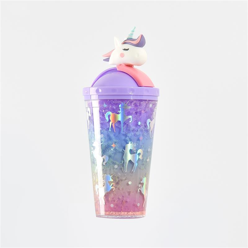 

Единорог, чашка для льда, бутылка для воды, градиентное сердце для девочек, милая соломенная чашка, простая портативная бытовая креативная двойная пластиковая чашка фиолетовый