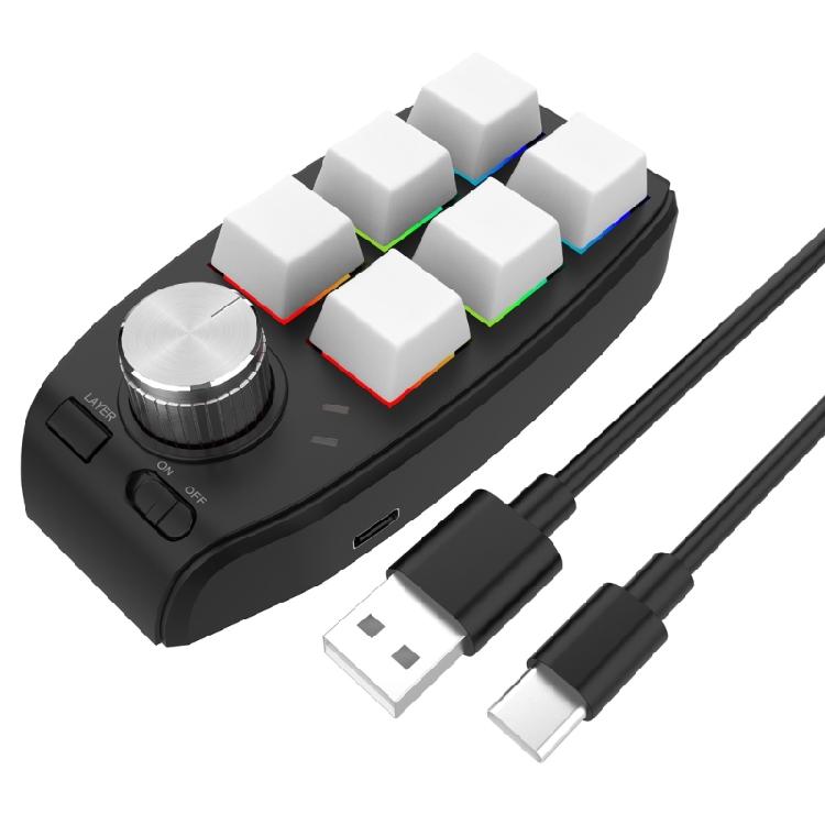 

Custom Programming Macro Knob Keyboard 6 Keys 1 Knob Button Copy Paste USB RGB білий
