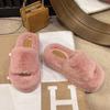 Fashion Sandals Woman Real Rabbit Fur Platform Plush Fluffy Furry Slippers Ladies Winter Warm Cute Soft Home Indoor House Bridal Slipper