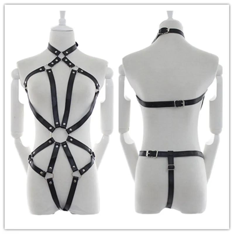 Sexy Garters Bodysuits PU Leather Bondage Lingerie Body Harness Belt Women Body Cage Garters Underwear  Suspenders Straps