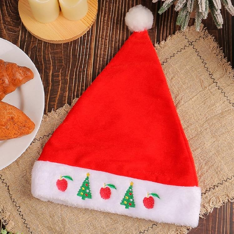 Plush Christmas Santa Hat with Embroidery Brim for Holiday Parties Giving Love
