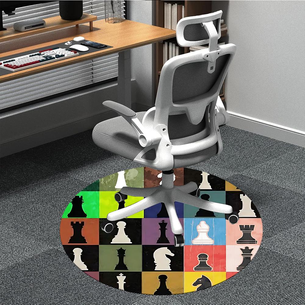 

1pc Chess Pieces Office Round Area Rug, Indoor Mat Suitable ForOffice, Under Office Chairs Bedroom Living Room Home Decor, Room Decot179 80cm by 80cm