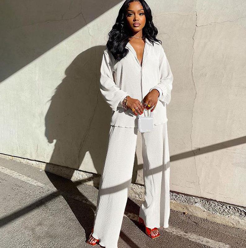 EU & US Women's Sexy Pleated Loose Casual Multi-color Set - Orange